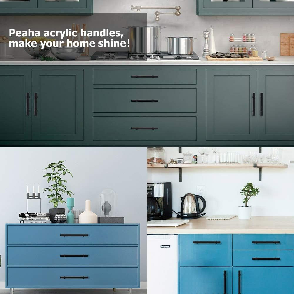 12 Pack Black Cabinet Pulls 3-1/2 Inch Hole Center Hardware Drawer Handles for Kitchen Cupboard Dresser