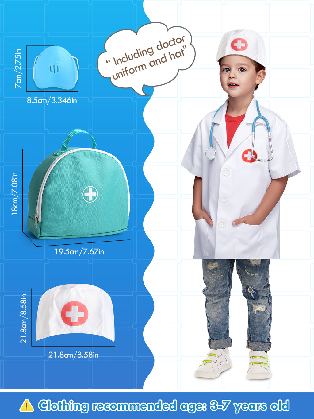 Doctor Kit for Kids Realistic, 36PCS Kids Doctor Kit Wooden, Doctor Pretend Playset