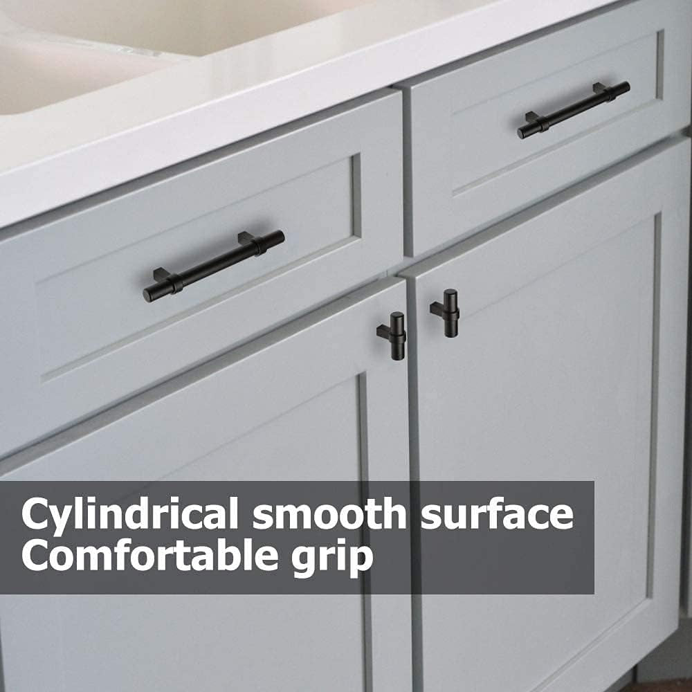 12 Pack Black Cabinet Pulls 3-1/2 Inch Hole Center Hardware Drawer Handles for Kitchen Cupboard Dresser