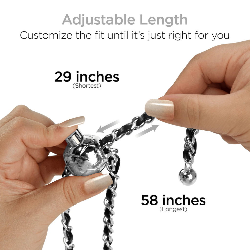 Hypergear Techcessories Silver Chain with Black Vegan Leather Universal Crossbody Phone Strap