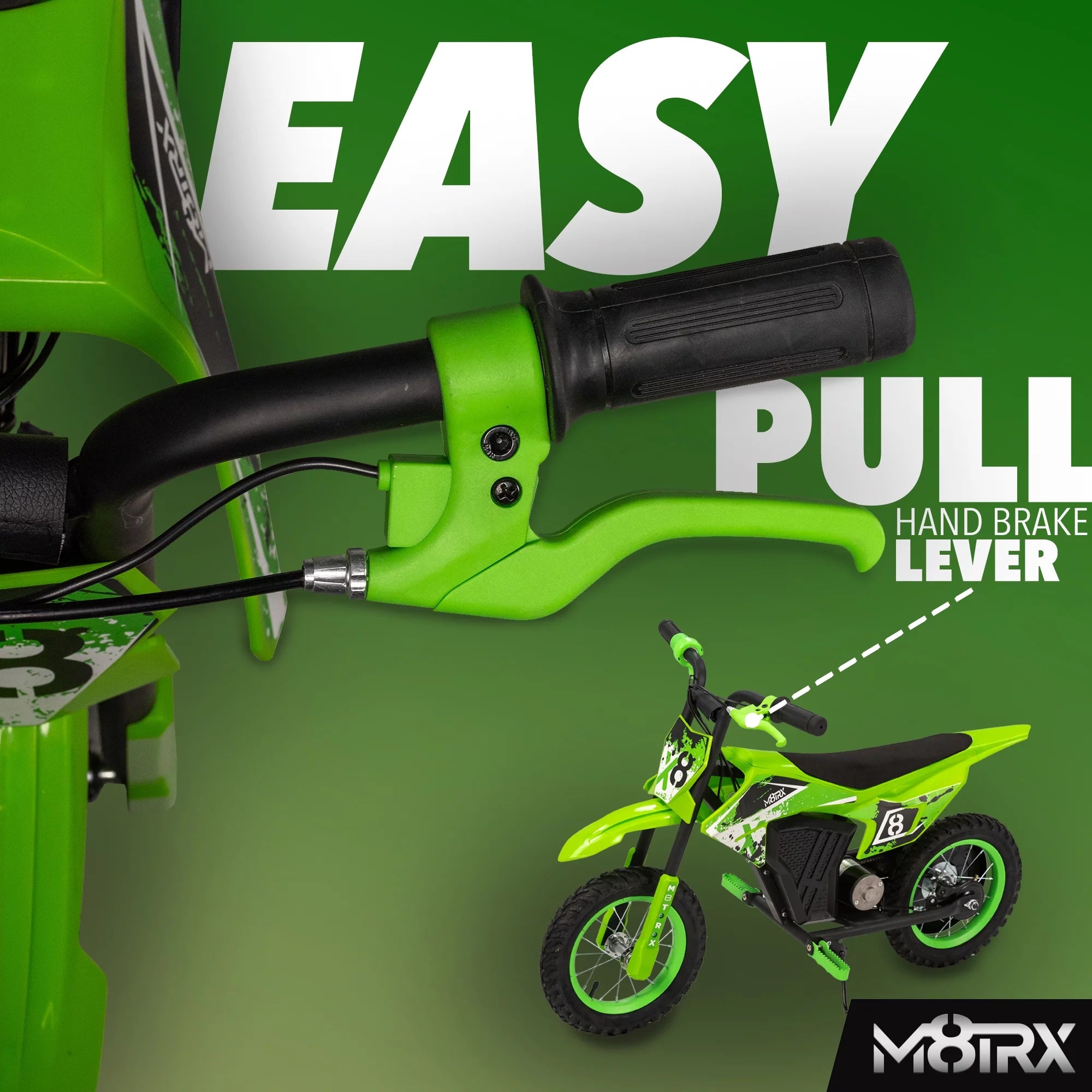 Green 12V Mini Electric Child Dirt Bike, Battery Powered Toy Motorcycle, Kids Ride On, Ages 5 Years and Up