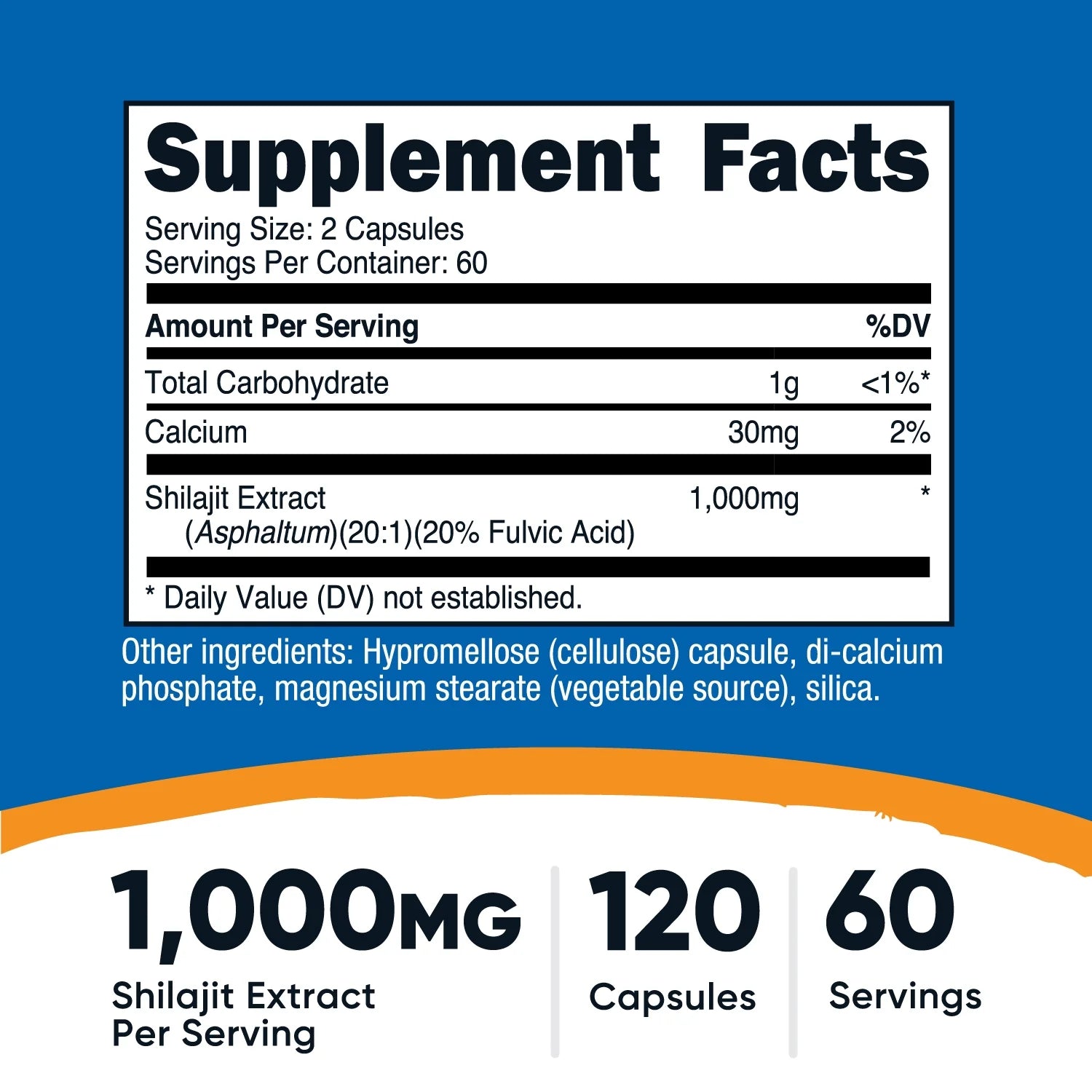 Shilajit Capsules (120 Capsules, 60 Servings / 1,000 Mg Shilajit per Serving