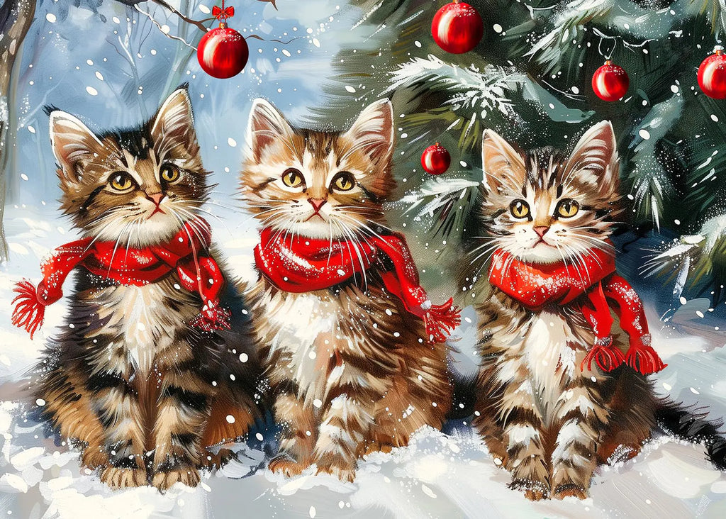 1000 Piece Puzzle for Adults Christmas Kittens Christmas Puzzle Christmas Puzzles 1000 Pieces Festive Cats with Scarf Christmas Puzzles for Adults Christmas Jigsaw Puzzles Christmas Puzzle 1000
